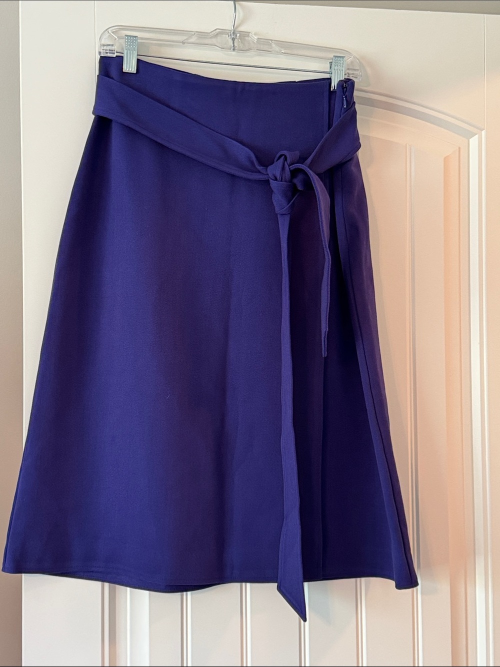 Ann Taylor Deep Purple Tie-Waist A-Line Skirt